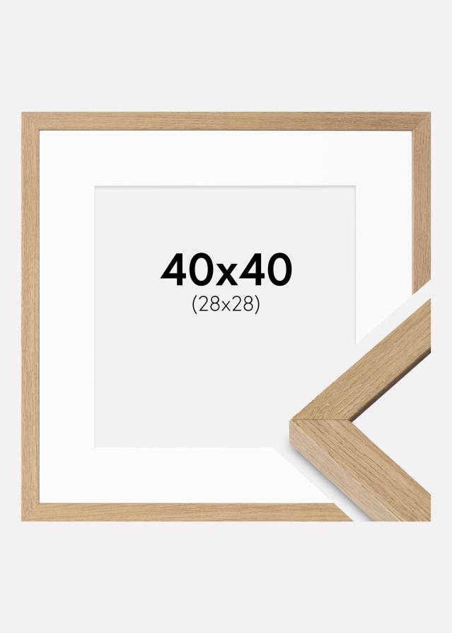 Ram med passepartou Fotolijst Hermes natuurlijk Eik 40x40 cm - Passe-partout Wit 29x29 cm