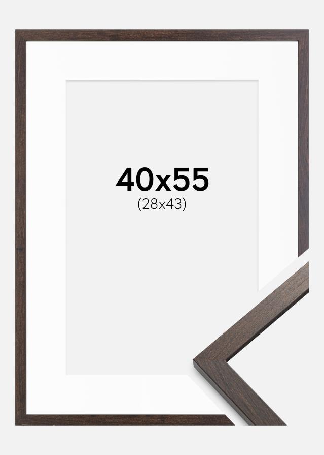 Ram med passepartou Fotolijst Trendy Okkernoot 40x55 cm - Passe-partout Wit 29x44 cm