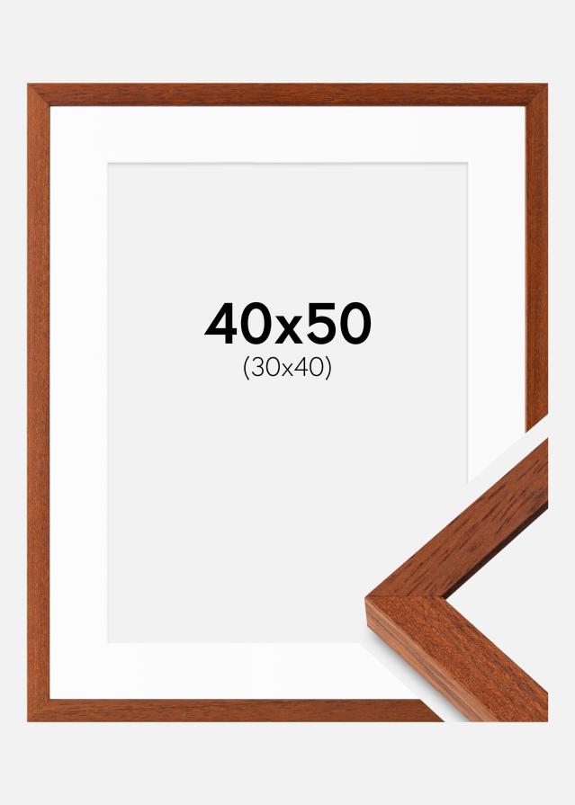 Ram med passepartou Fotolijst Hermes Kers 40x50 cm - Passe-partout Wit 31x41 cm