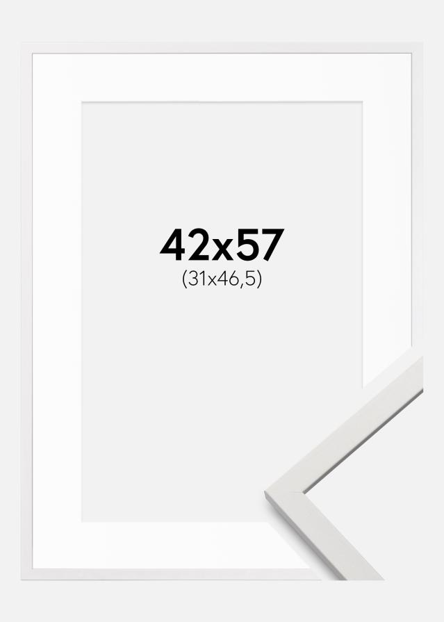 Ram med passepartou Fotolijst Edsbyn Wit 42x57 cm - Passe-partout Wit 32x47,5 cm
