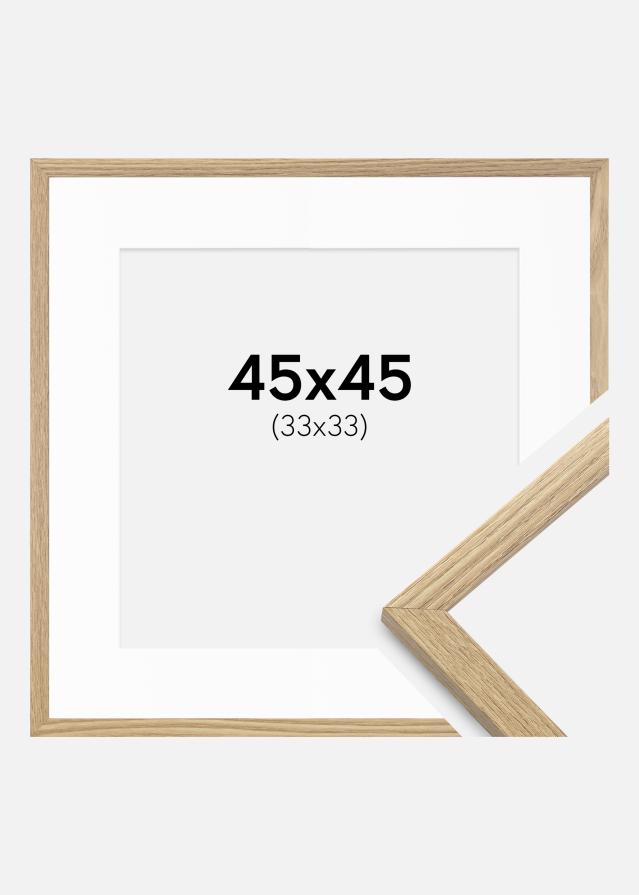 Ram med passepartou Fotolijst Trendy Eik 45x45 cm - Passe-partout Wit 34x34 cm