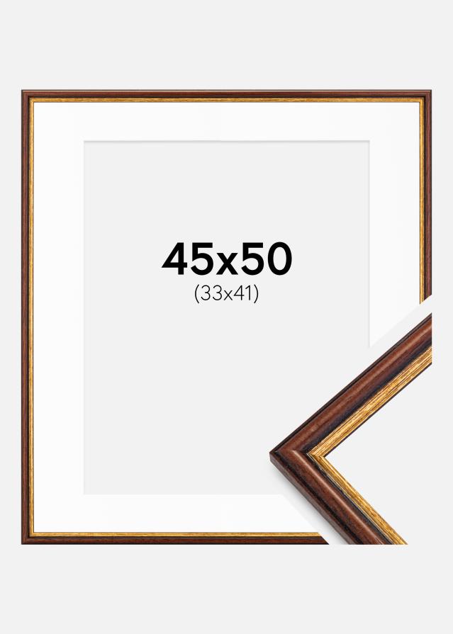 Ram med passepartou Fotolijst Horndal Bruin 45x50 cm - Passe-partout Wit 34x42 cm