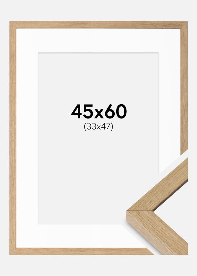 Ram med passepartou Fotolijst Hermes natuurlijk eik 45x60 cm - Passe-partout Wit 34x48 cm