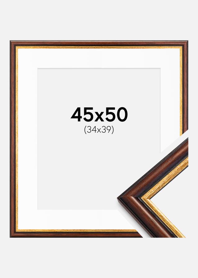 Ram med passepartou Fotolijst Siljan Bruin 45x50 cm - Passe-partout Wit 35x40 cm