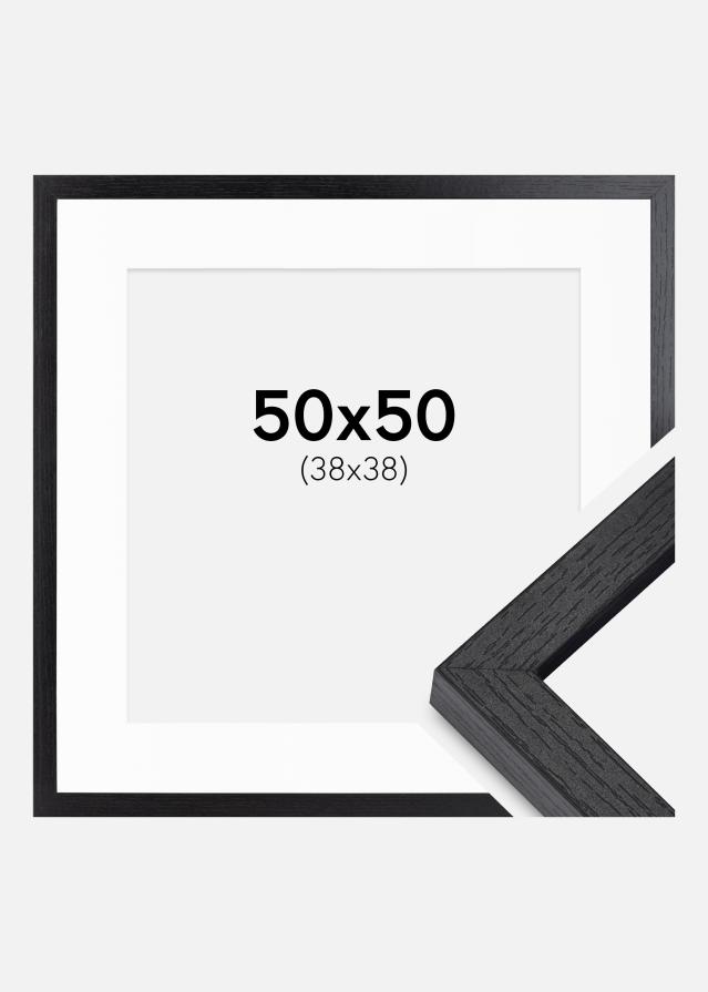 Ram med passepartou BGA Doos Fotolijst Zwart 50x50 cm - Passe-partout Wit 39x39 cm