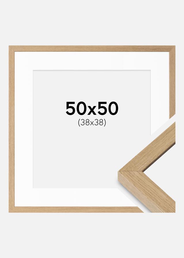 Ram med passepartou Fotolijst Hermes natuurlijk Eik 50x50 cm - Passe-partout Wit 39x39 cm
