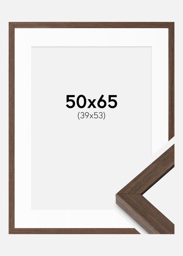 Ram med passepartou Fotolijst Hermes Okkernoot 50x65 cm - Passe-partout Wit 40x54 cm