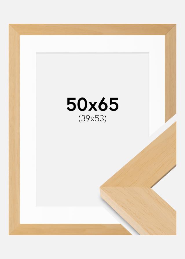 Ram med passepartou Fotolijst Juno Hout 50x65 cm - Passe-partout Wit 40x54 cm