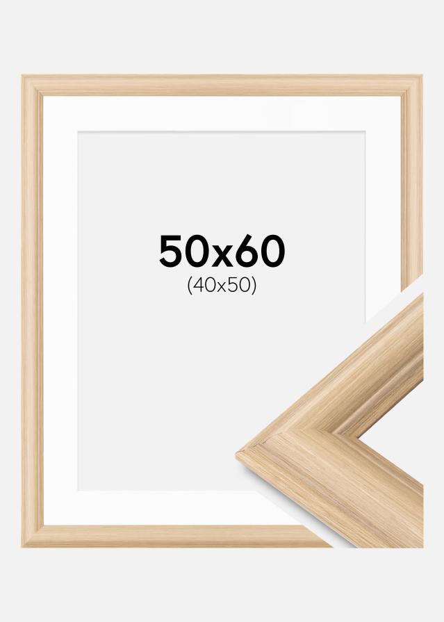 Ram med passepartou Fotolijst Västkusten Eik 50x60 cm - Passe-partout Wit 41x51 cm