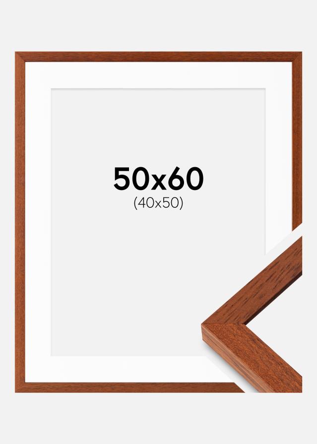 Ram med passepartou Fotolijst Hermes Kers 50x60 cm - Passe-partout Wit 41x51 cm
