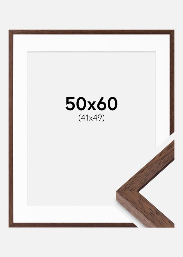 Ram med passepartou Fotolijst Ares Teak 50x60 cm - Passe-partout Wit 42x50 cm