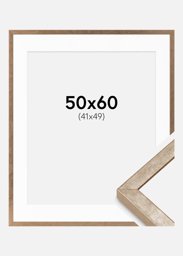Ram med passepartou Fotolijst Ares Messing 50x60 cm - Passe-partout Wit 42x50 cm