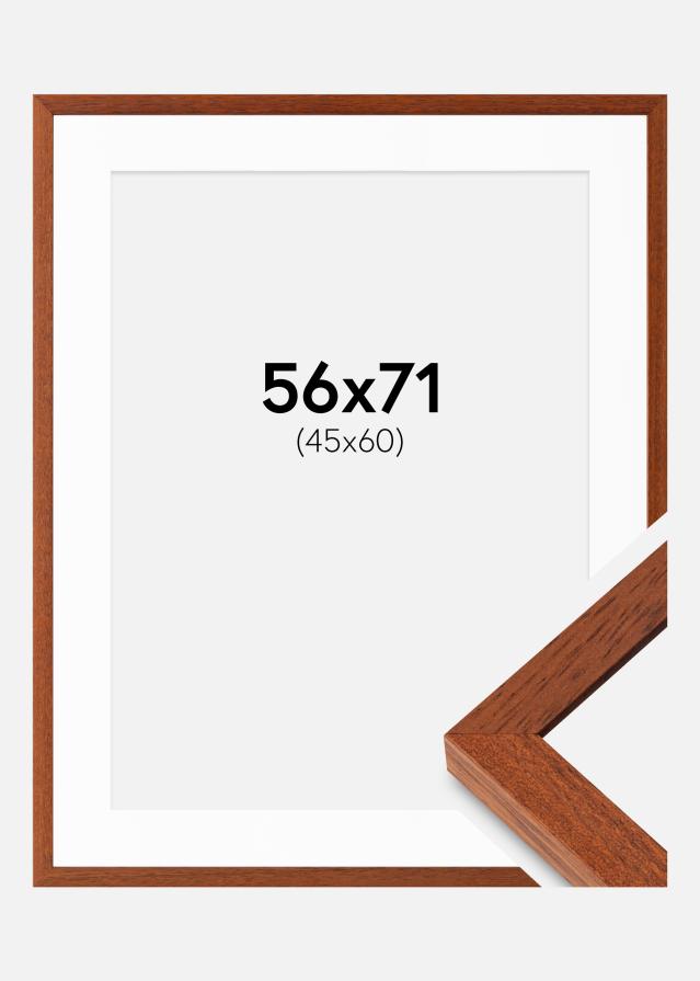 Ram med passepartou Fotolijst Hermes Kers 56x71 cm - Passe-partout Wit 46x61 cm