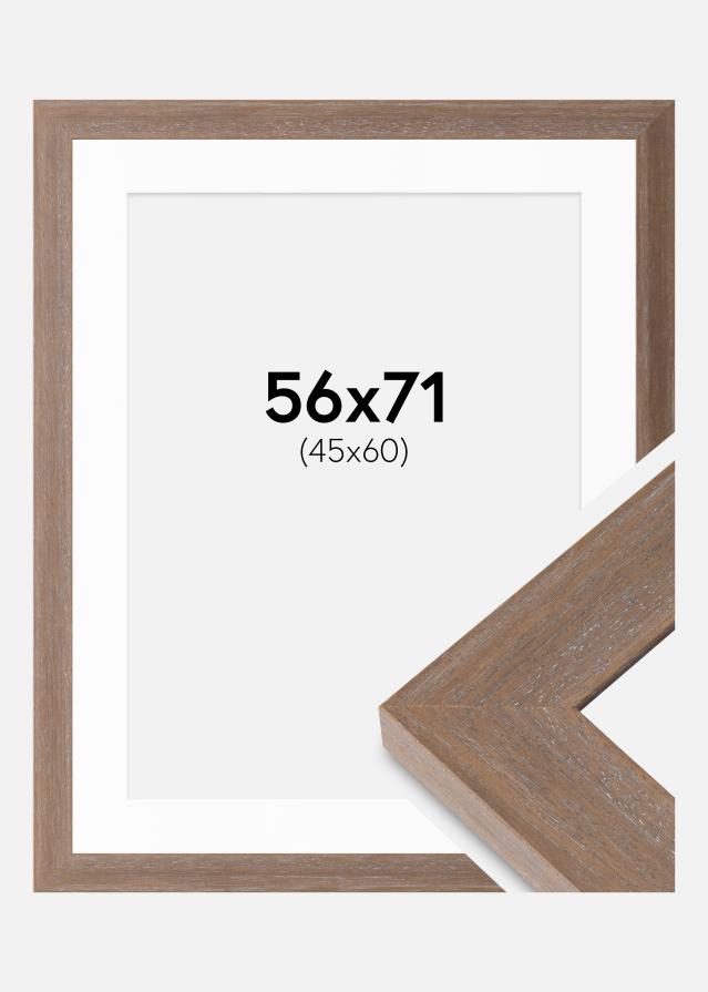 Ram med passepartou Fotolijst Juno Grijs 56x71 cm - Passe-partout Wit 46x61 cm