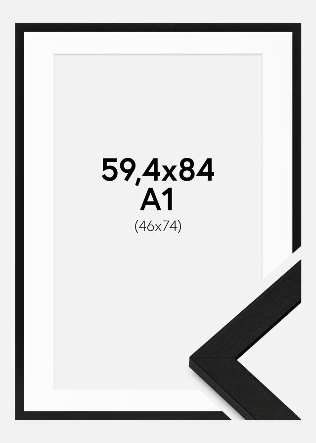 Ram med passepartou Fotolijst BGA Classic Zwart 59,4x84 cm - Passe-partout Wit 47x75 cm