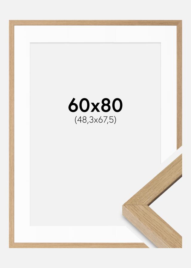 Ram med passepartou Fotolijst Hermes natuurlijk Eik 60x80 cm - Passe-partout Wit 49,3x68,5 cm