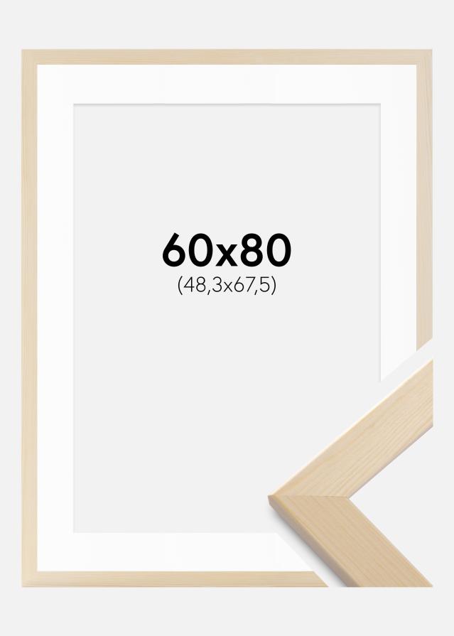 Ram med passepartou Fotolijst Trendline Natuur 60x80 cm - Passe-partout Wit 49,3x68,5 cm