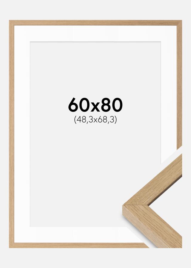 Ram med passepartou Fotolijst Hermes natuurlijk Eik 60x80 cm - Passe-partout Wit 49,3x69,3 cm