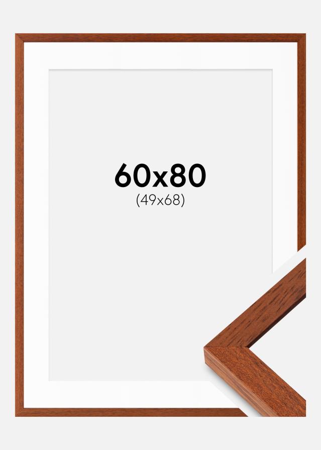 Ram med passepartou Fotolijst Hermes Kers 60x80 cm - Passe-partout Wit 50x69 cm