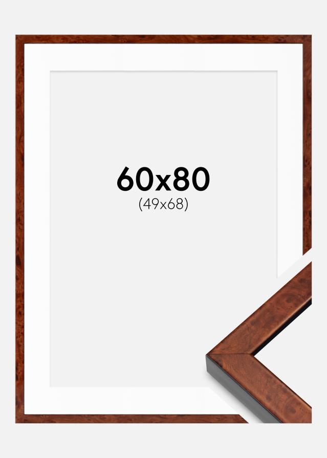 Ram med passepartou Fotolijst Hermes okkernoot 60x80 cm - Passe-partout Wit 50x69 cm