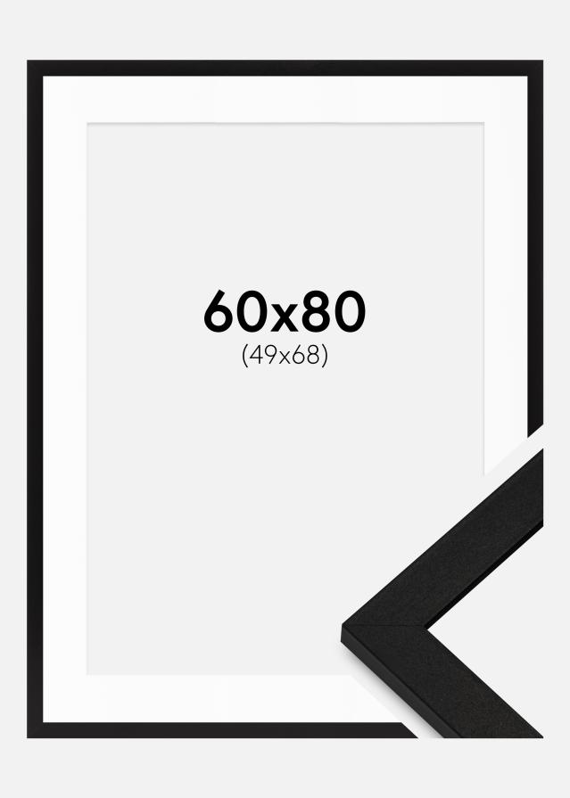 Ram med passepartou Fotolijst BGA Classic Zwart 60x80 cm - Passe-partout Wit 50x69 cm