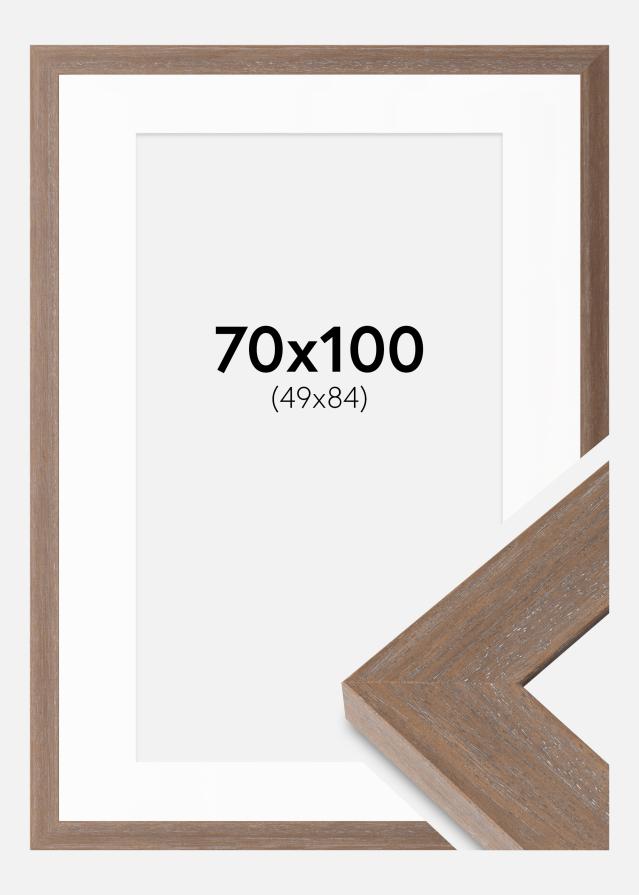 Ram med passepartou Fotolijst Juno Grijs 70x100 cm - Passe-partout Wit 50x85 cm
