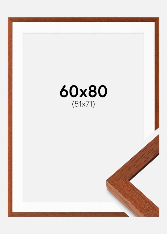 Ram med passepartou Fotolijst Hermes Kers 60x80 cm - Passe-partout Wit 52x72 cm