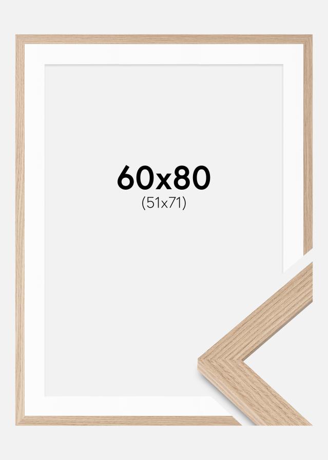 Ram med passepartou Fotolijst BGA Classic Eik 60x80 cm - Passe-partout Wit 52x72 cm