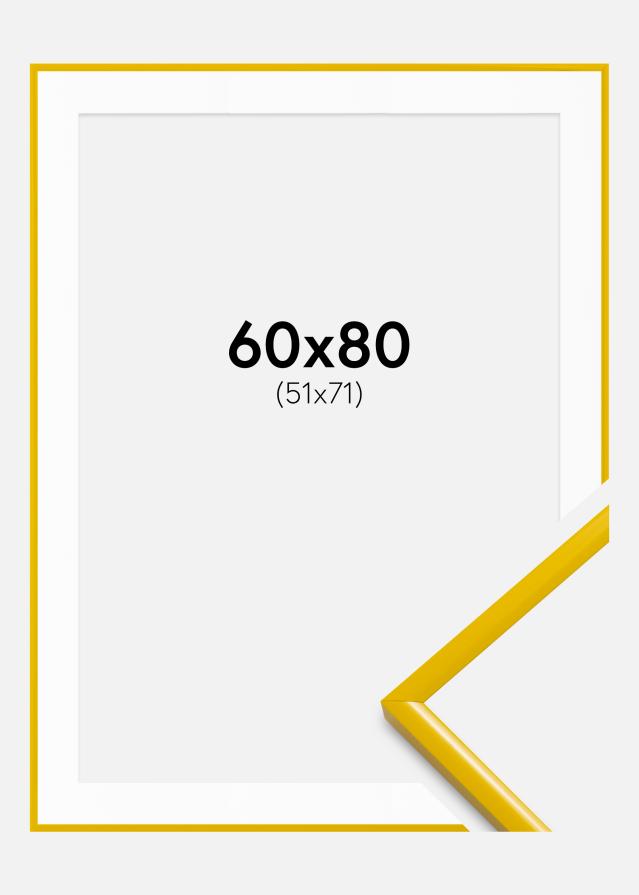 Ram med passepartou Fotolijst New Lifestyle Geel 60x80 cm - Passe-partout Wit 52x72 cm
