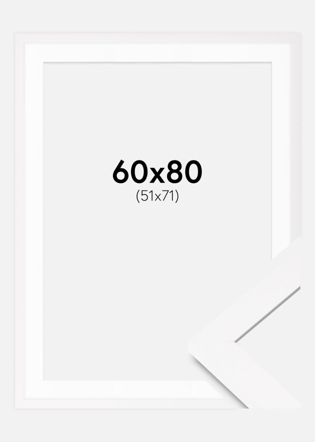 Ram med passepartou Fotolijst BGA Classic Wit 60x80 cm - Passe-partout Wit 52x72 cm