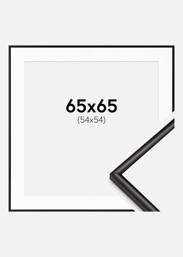 Ram med passepartou Fotolijst Scandi Mat Zwart 65x65 cm - Passe-partout Wit 55x55 cm