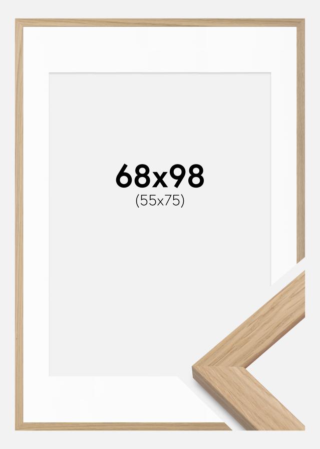 Ram med passepartou Fotolijst eik hout 68x98 cm - Passe-partout Wit 56x76 cm