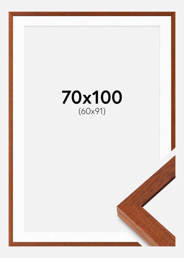 Ram med passepartou Fotolijst Hermes Kers 70x100 cm - Passe-partout Wit 61x92 cm