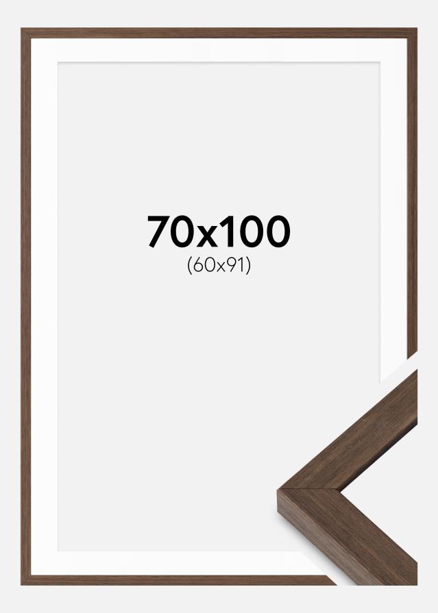 Ram med passepartou Fotolijst Hermes Okkernoot 70x100 cm - Passe-partout Wit 61x92 cm