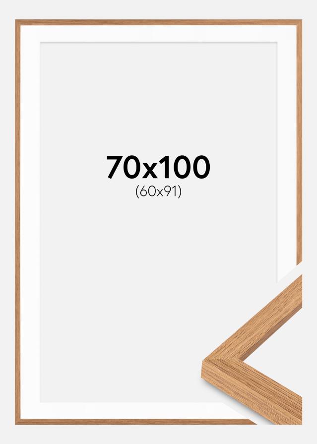 Ram med passepartou Fotolijst Modern Teak 70x100 cm - Passe-partout Wit 61x92 cm