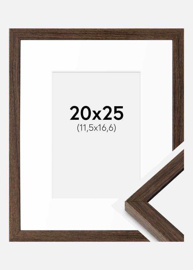 Ram med passepartou Fotolijst Ares Okkernoot 20x25 cm - Passe-partout Wit B6 125x176 mm