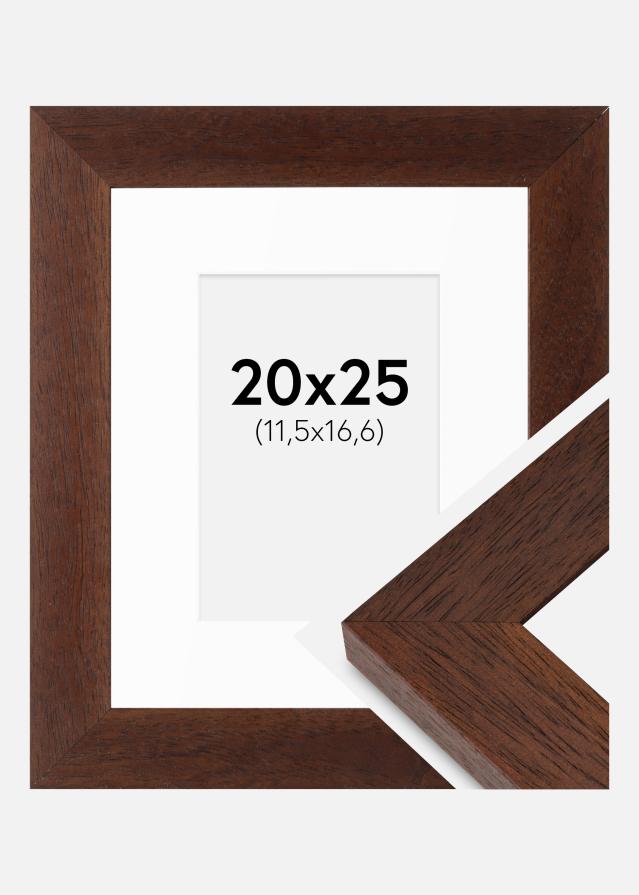 Ram med passepartou Fotolijst Juno Teak 20x25 cm - Passe-partout Wit B6 125x176 mm