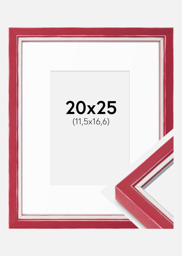 Ram med passepartou Fotolijst Diana Rood 20x25 cm - Passe-partout Wit B6 125x176 mm