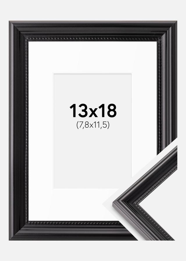 Ram med passepartou Fotolijst Gala Zwart 13x18 cm - Passe-partout Wit B7 88x125 mm