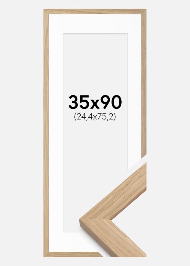 Ram med passepartou Fotolijst eik hout 35x90 cm - Passe-partout Wit 10x30 inches