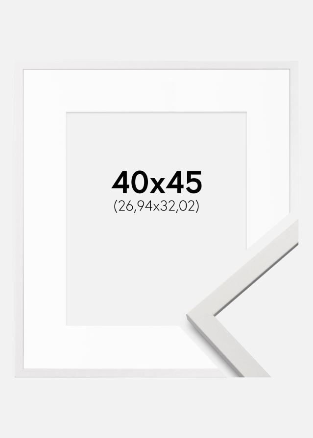 Ram med passepartou Fotolijst Edsbyn Wit 40x45 cm - Passe-partout Wit 11x13 inches