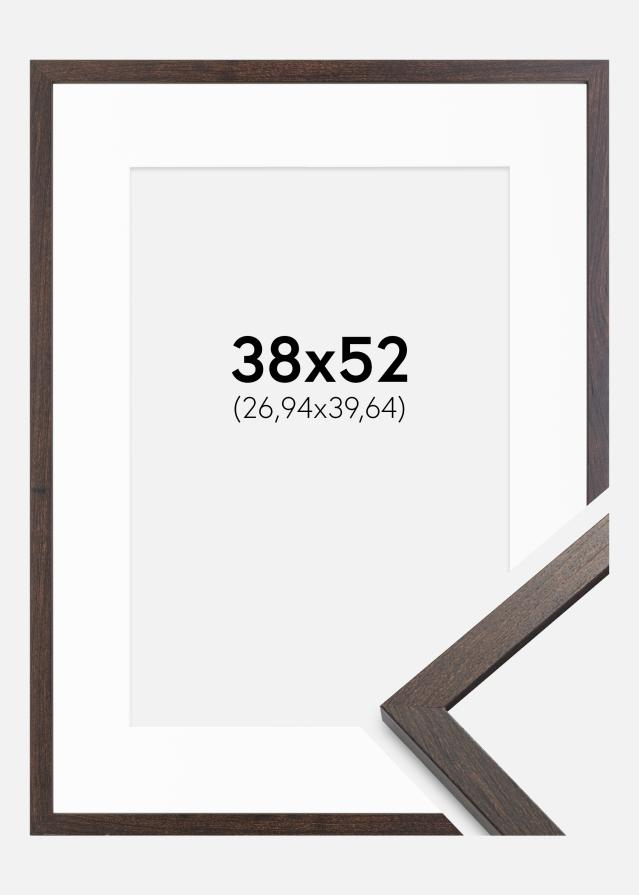 Ram med passepartou Fotolijst Trendy Okkernoot 38x52 cm - Passe-partout Wit 11x16 inches