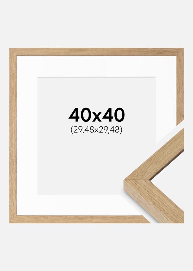 Ram med passepartou Fotolijst Hermes Natuurlijk Eik 40x40 cm - Passe-partout Wit 12x12 inches