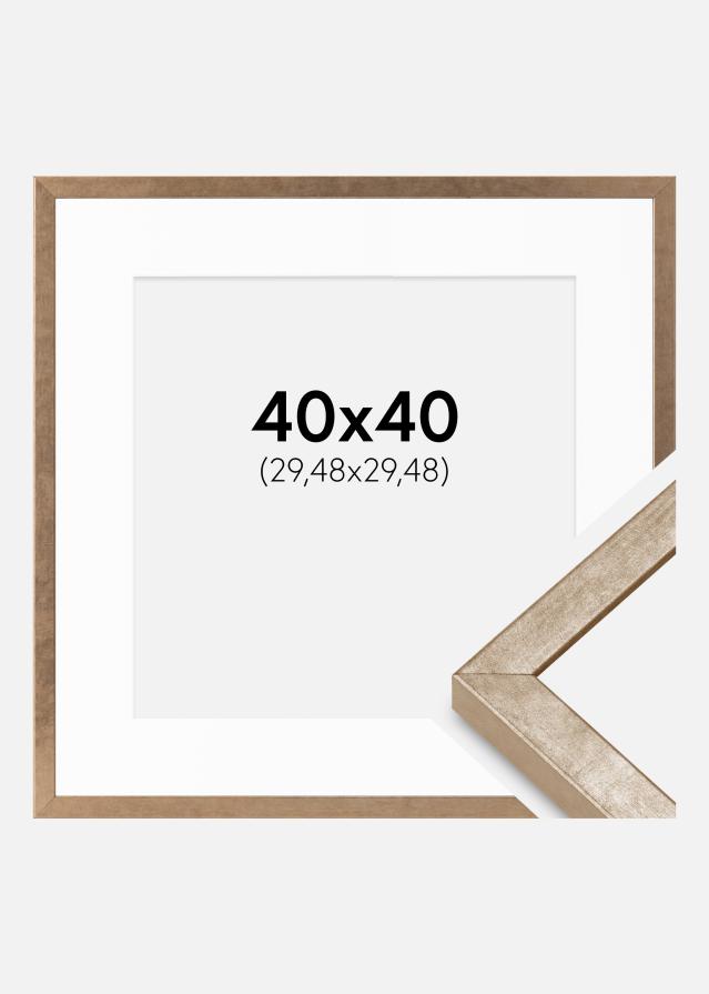 Ram med passepartou Fotolijst Ares Messing 40x40 cm - Passe-partout Wit 12x12 inches