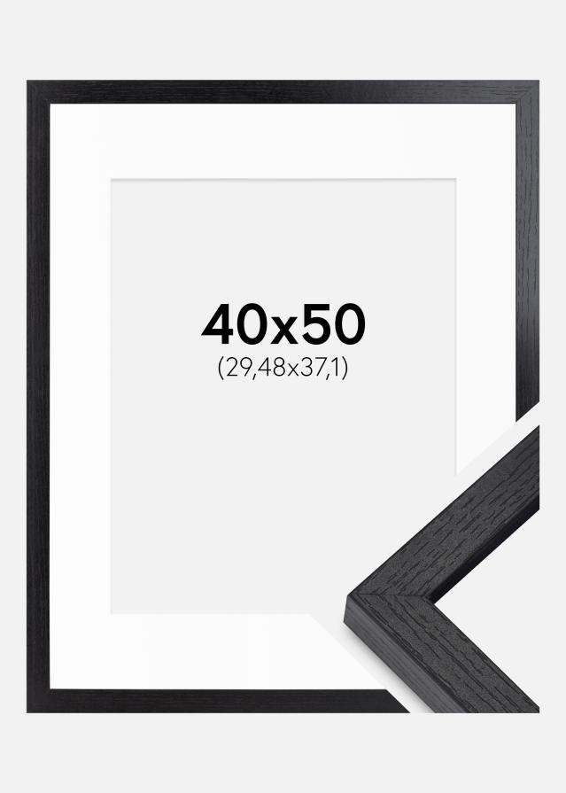 Ram med passepartou BGA Doos Fotolijst Zwart 40x50 cm - Passe-partout Wit 12x15 inches