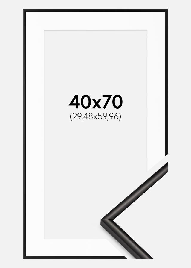 Ram med passepartou Fotolijst Scandi Mat Zwart 40x70 cm - Passe-partout Wit 12x24 inches