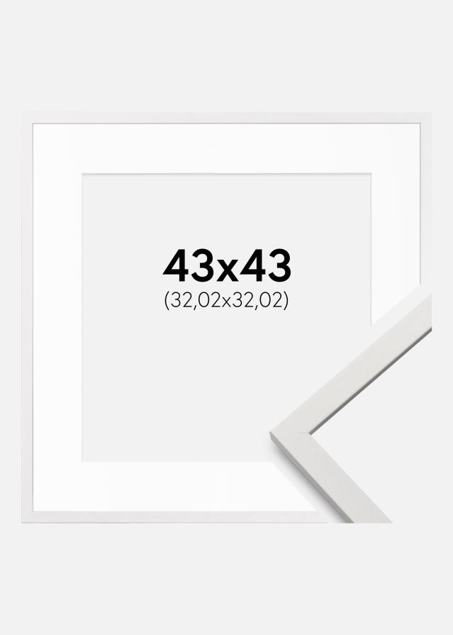 Ram med passepartou Fotolijst Edsbyn Wit 43x43 cm - Passe-partout Wit 13x13 inches