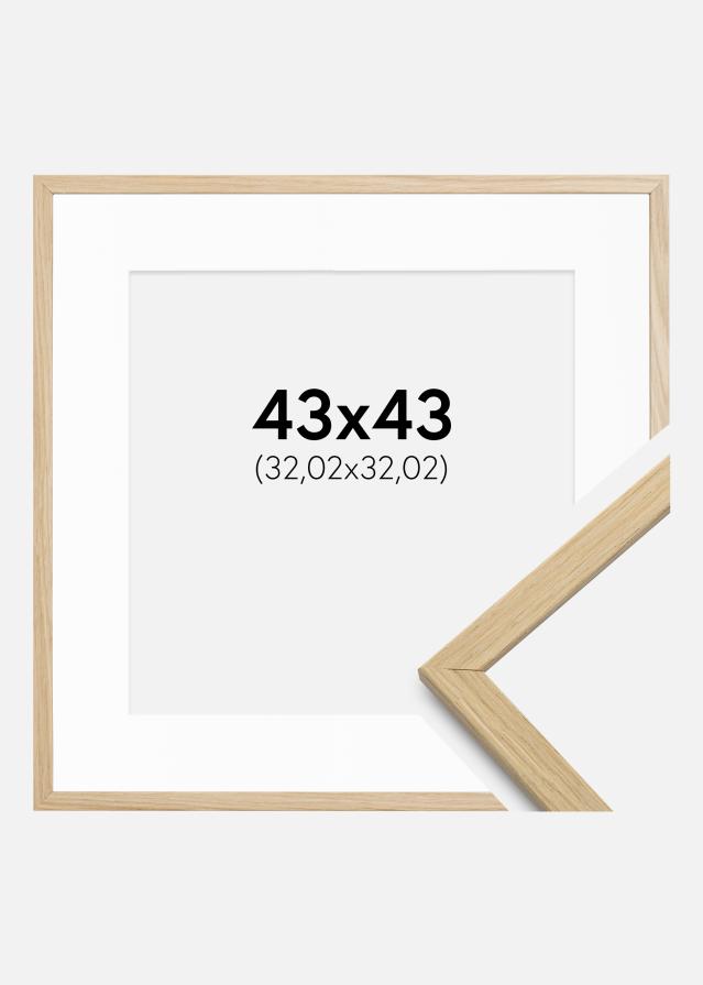 Ram med passepartou Fotolijst Edsbyn Eik 43x43 cm - Passe-partout Wit 13x13 inches