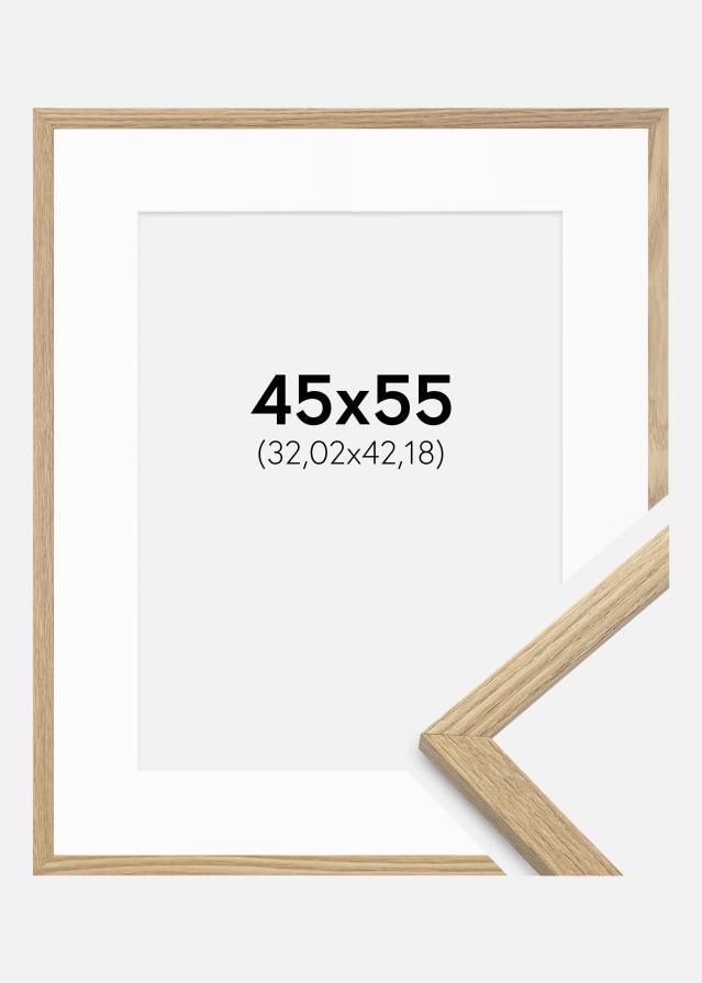 Ram med passepartou Fotolijst Trendy Eik 45x55 cm - Passe-partout Wit 13x17 inches
