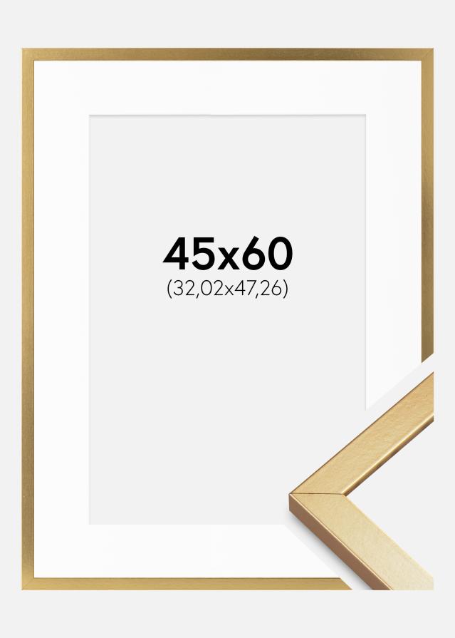 Ram med passepartou Fotolijst Minerva Goud 45x60 cm - Passe-partout Wit 13x19 inches